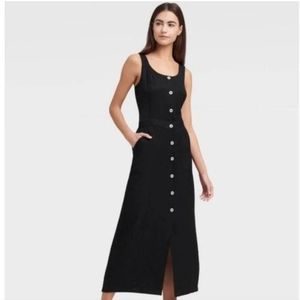 DKNY Black  Button Down Midi Dress/ XS.